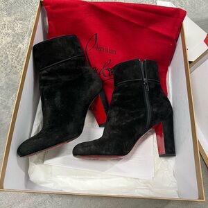 Christian Louboutin Black Suede MOULAMAX 85 Heeled Boots